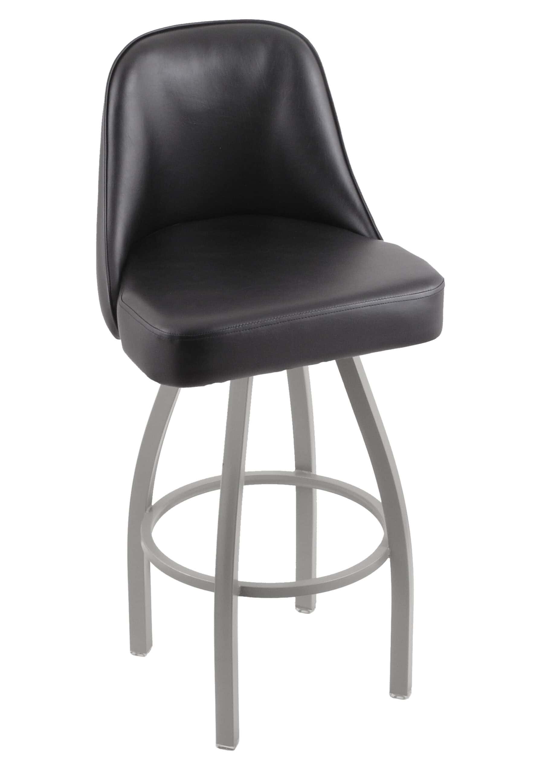 30-Inch Padded Back Bar Stool with Steel Frame, Anodized Nickel Finish, Black Vinyl Seat, and Single-Ring Base 4 30-Inch Padded Back Bar Stool with Steel Frame, Anodized Nickel Finish, Black Vinyl Seat, and Single-Ring Base