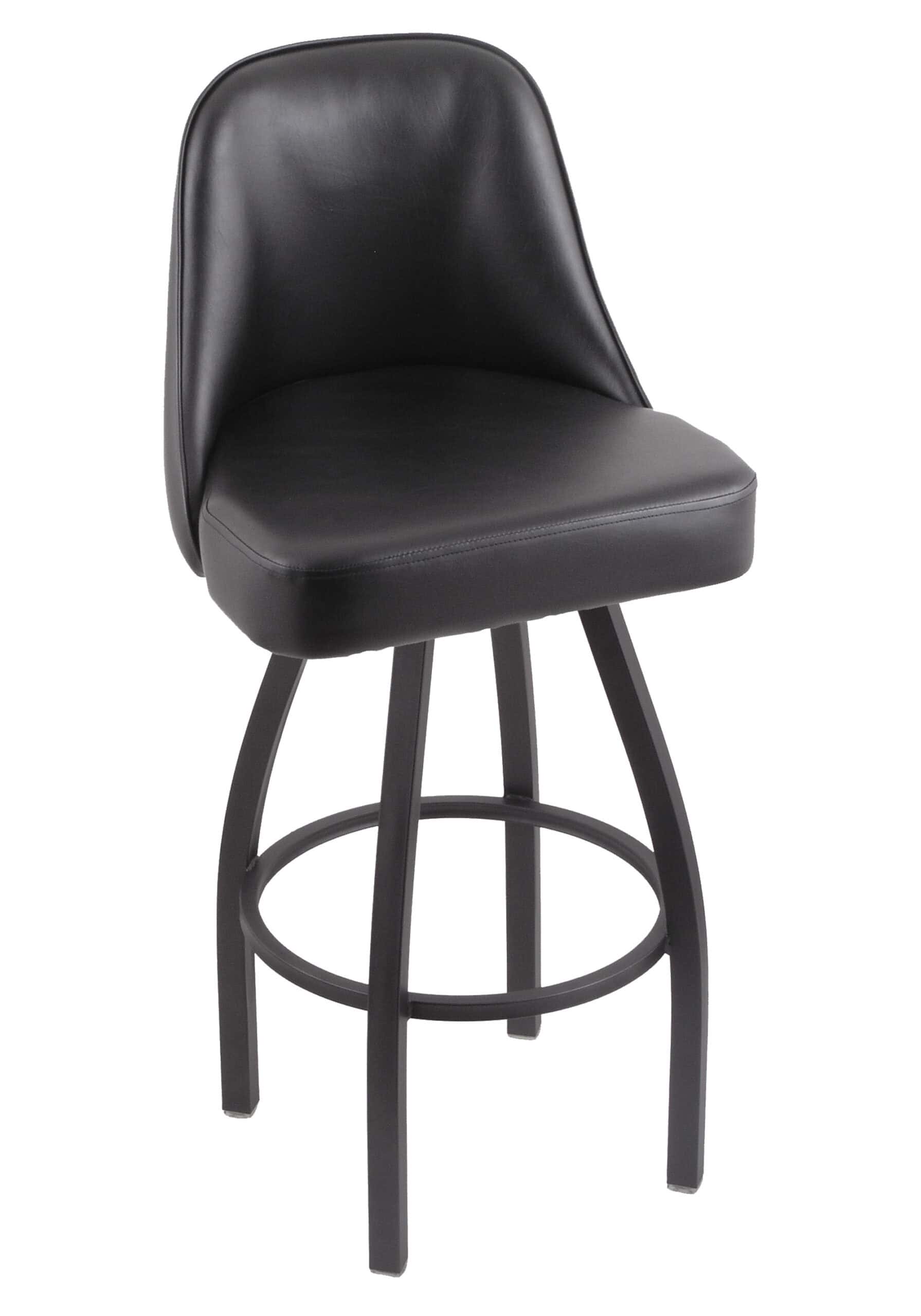 30-Inch Padded Back Bar Stool with Steel Frame, Pewter Finish, Black Vinyl Seat, and Single-Ring Base 4 30-Inch Padded Back Bar Stool with Steel Frame, Pewter Finish, Black Vinyl Seat, and Single-Ring Base