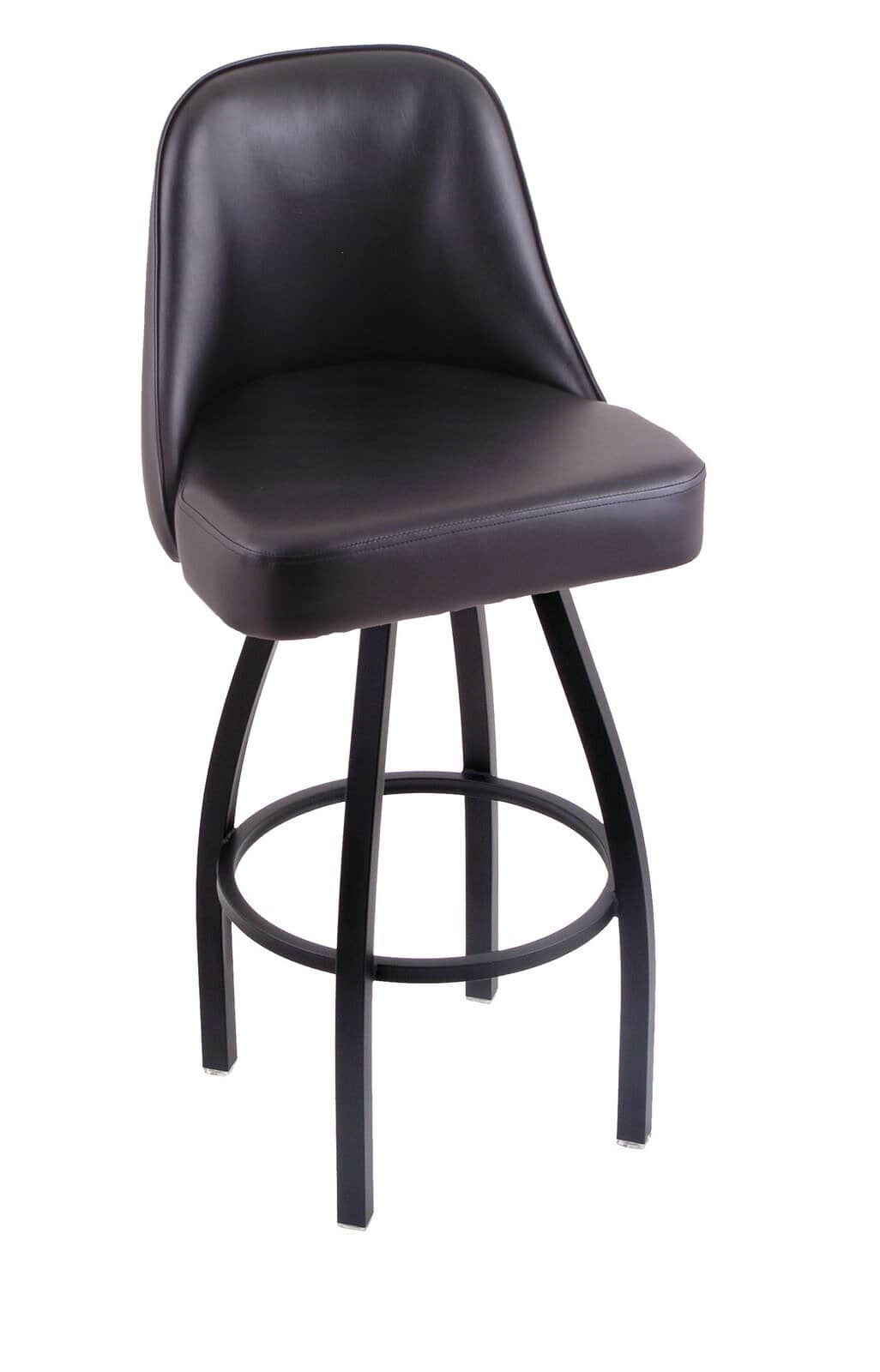 36-Inch Padded Back Bar Stool with Steel Frame, Black Wrinkle Finish, Black Vinyl Seat, and Single-Ring Base 1 36-Inch Padded Back Bar Stool with Steel Frame, Black Wrinkle Finish, Black Vinyl Seat, and Single-Ring Base