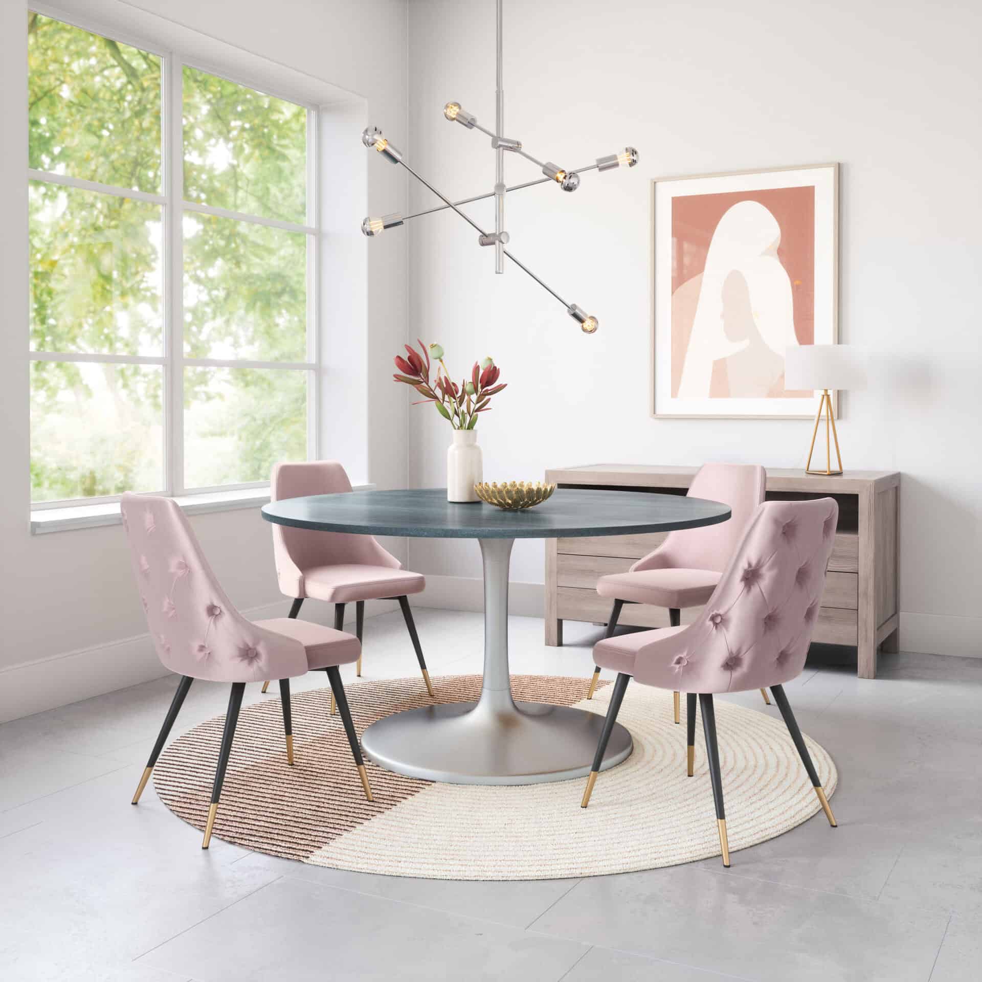 Velvet Tufted Dining Chair with Brass Legs (Set of 2) 2 Velvet Tufted Dining Chair with Brass Legs (Set of 2) - Image 2
