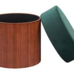 Velvet Storage Ottoman with Hidden Compartment and Wood Legs Green 10 Velvet Storage Ottoman with Hidden Compartment and Wood Legs Green
