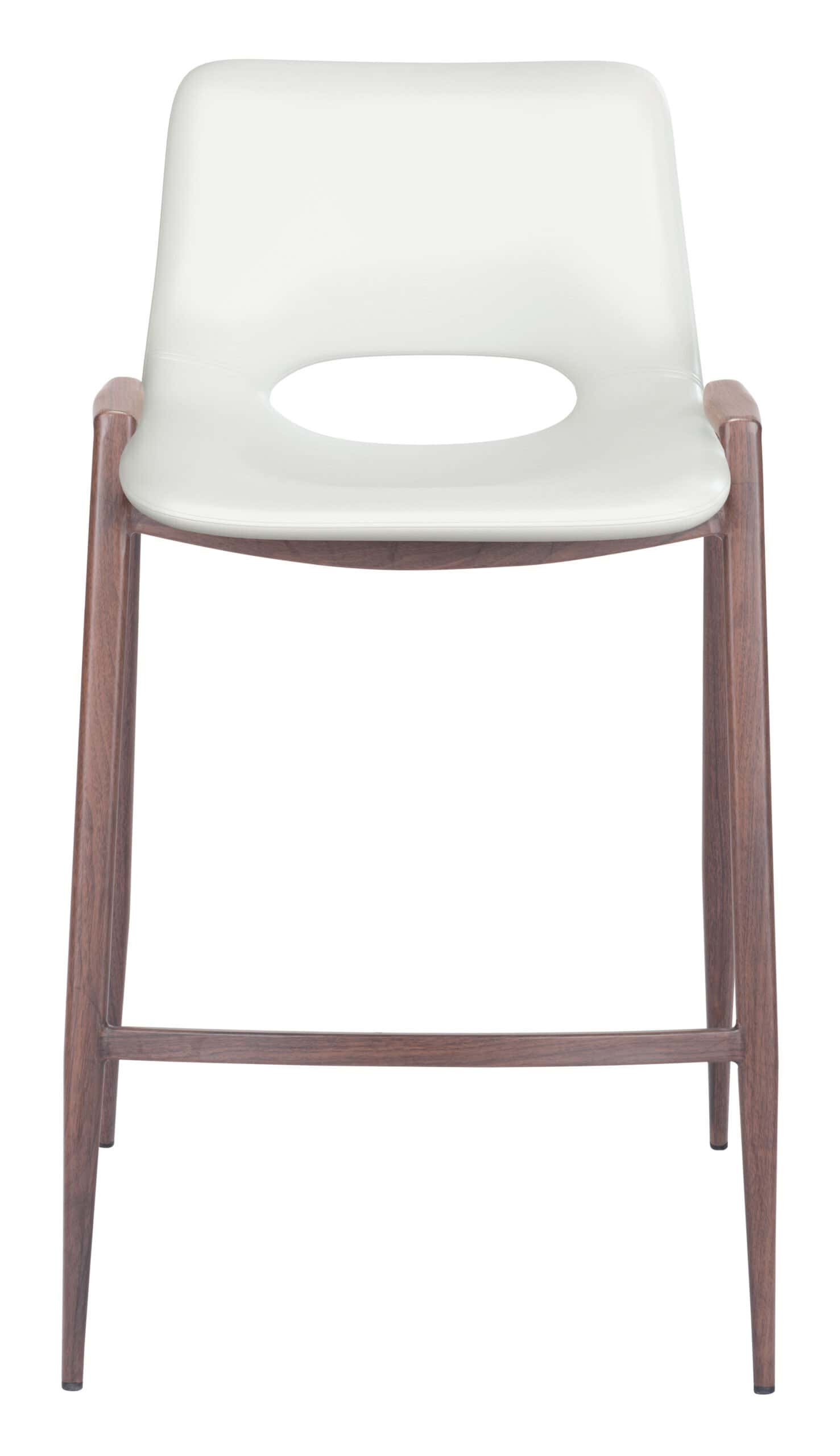 White Walnut Faux Leather Mid-Century Modern Counter Stool (Set of 2)