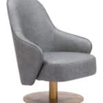 Gray Swivel Accent Chair with Faux Leather and Armrest Support 8 Gray Swivel Accent Chair with Faux Leather and Armrest Support