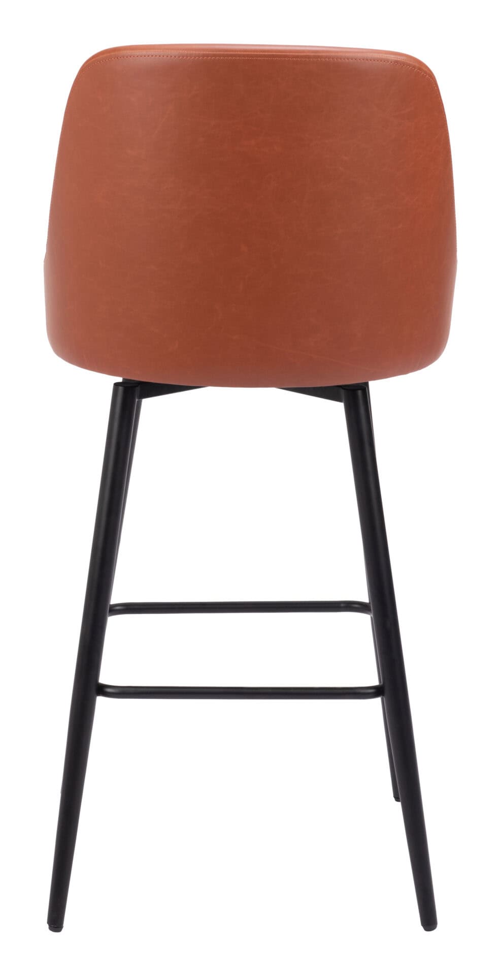 Modern Brown Swivel Barstool with Faux Leather and Steel Frame 5 Modern Brown Swivel Barstool with Faux Leather and Steel Frame - Image 5