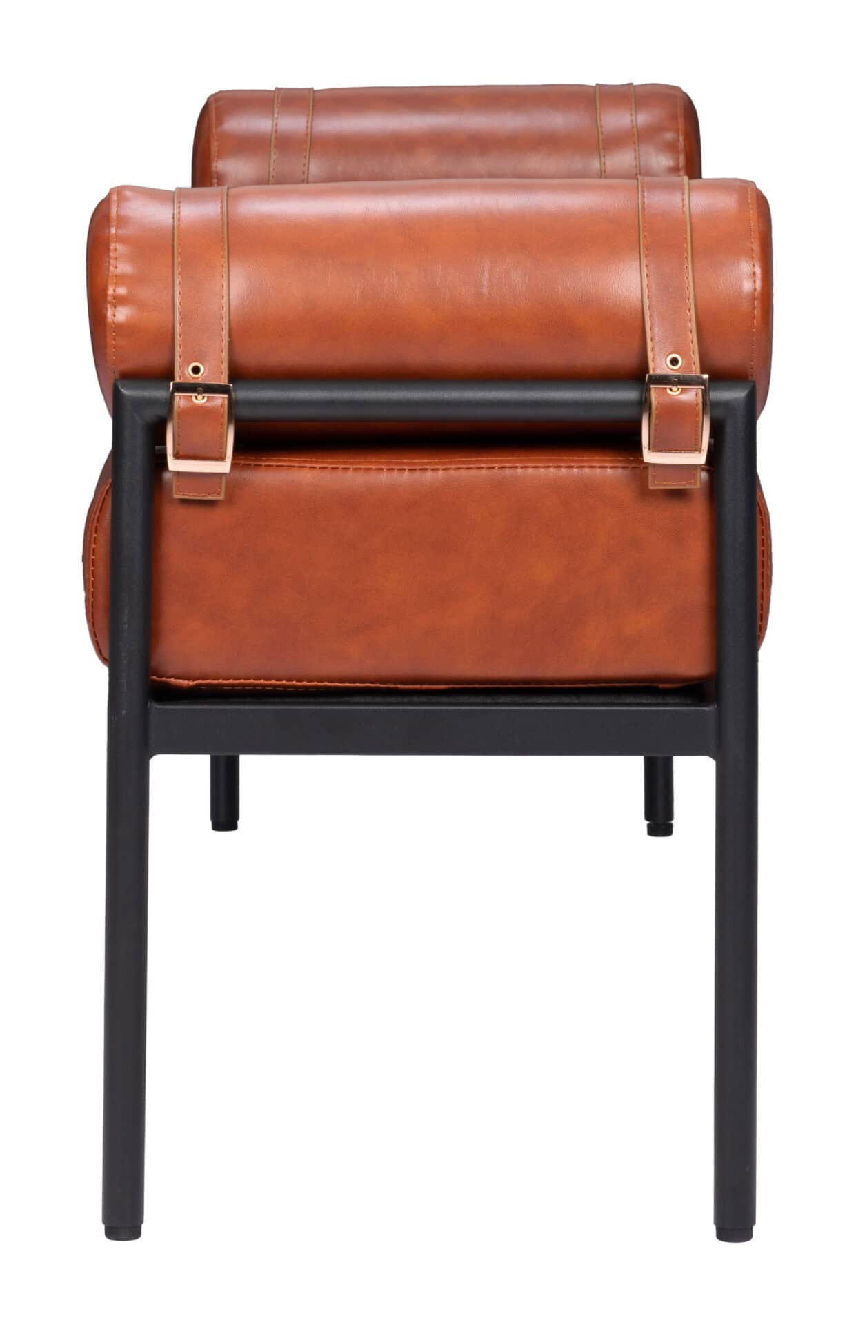 Modern Faux Leather Bench with Steel Legs and Rubber Feet 3 Modern Faux Leather Bench with Steel Legs and Rubber Feet - Image 3