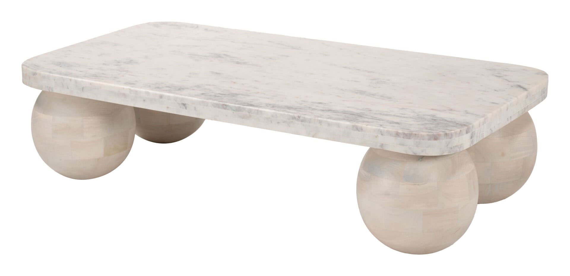 Natural Mango Wood Coffee Table with Marble Top 7 Natural Mango Wood Coffee Table with Marble Top - Image 7