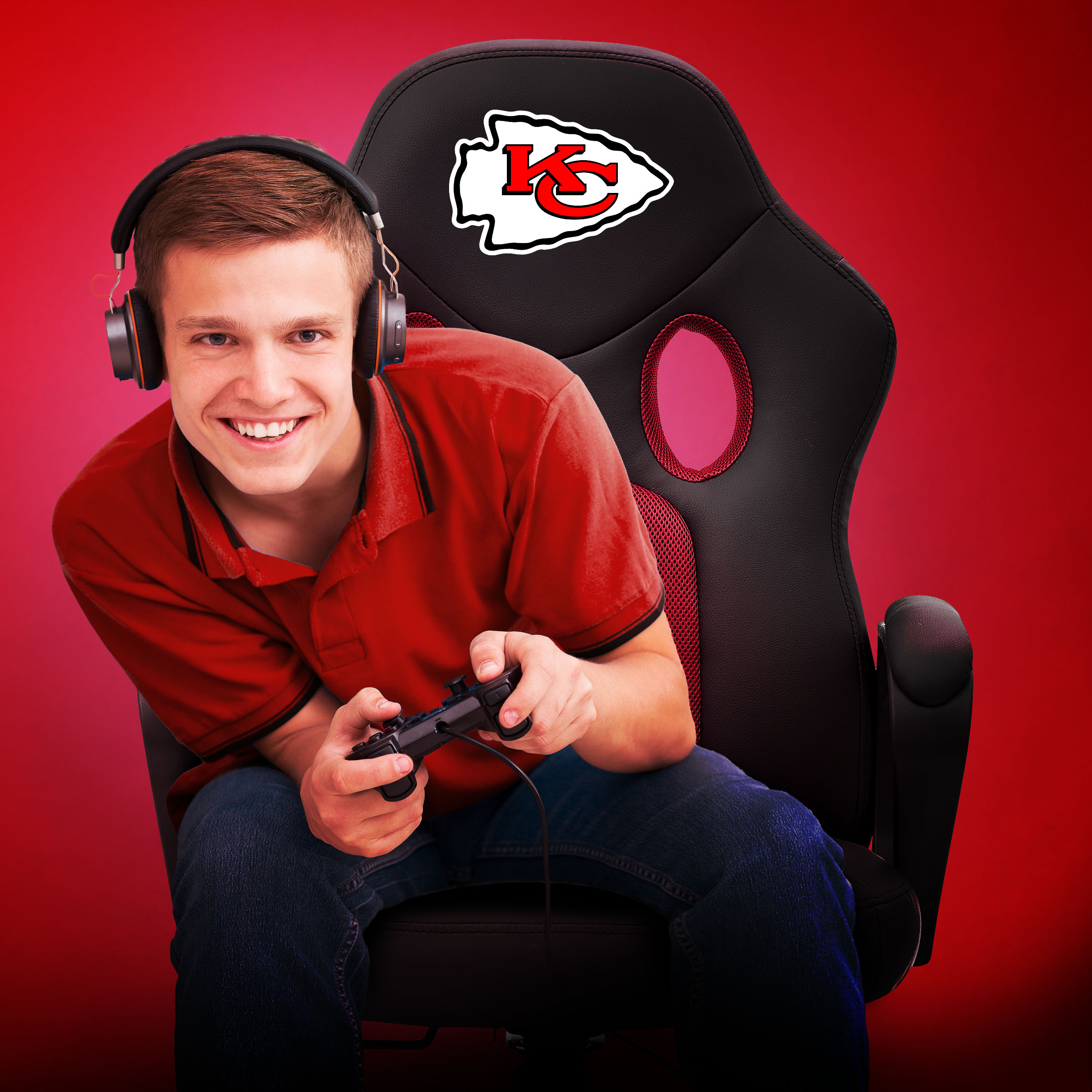 chiefs vision mesh swivel game chair kansas collection
