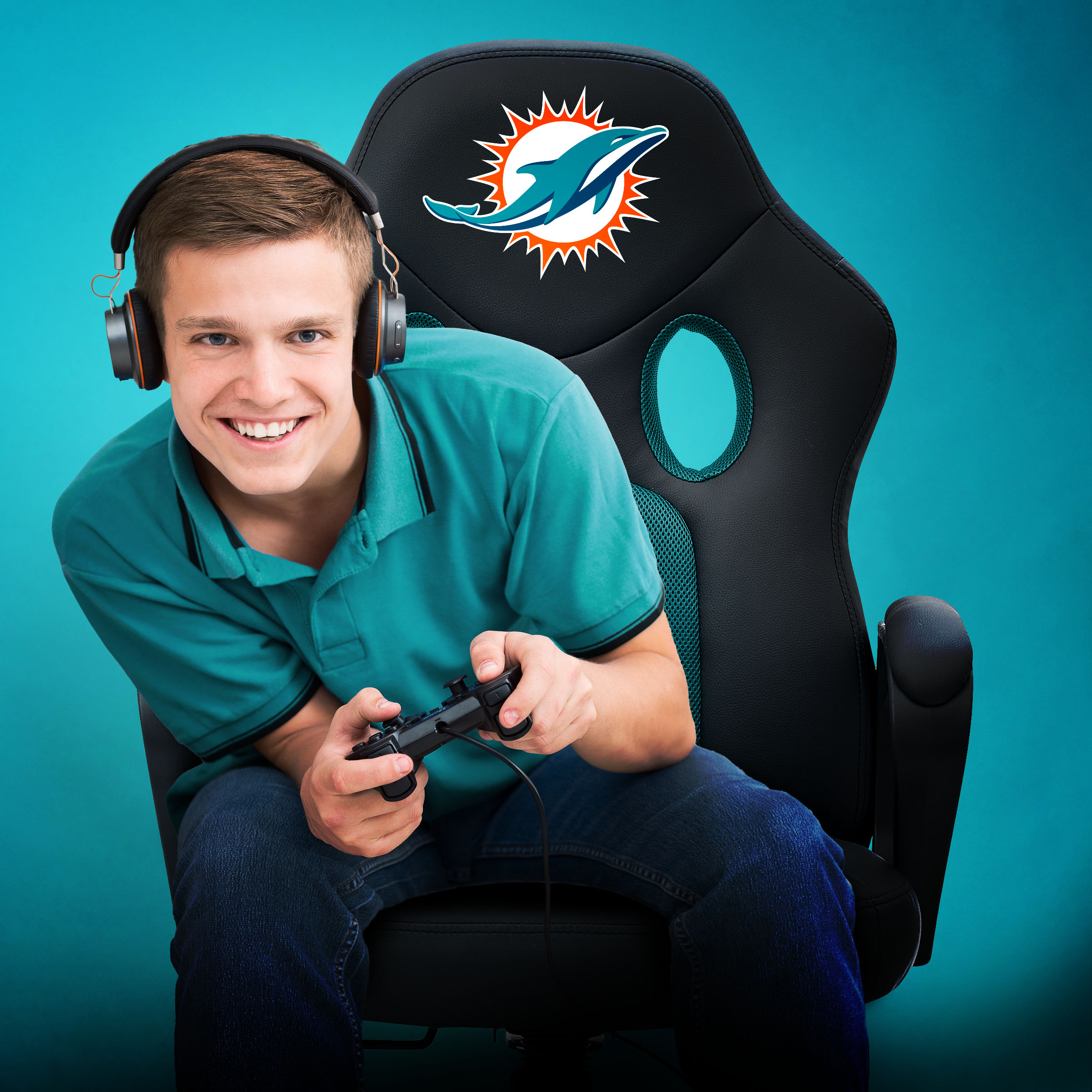 miami dolphins vision mesh swivel adjustable game chair