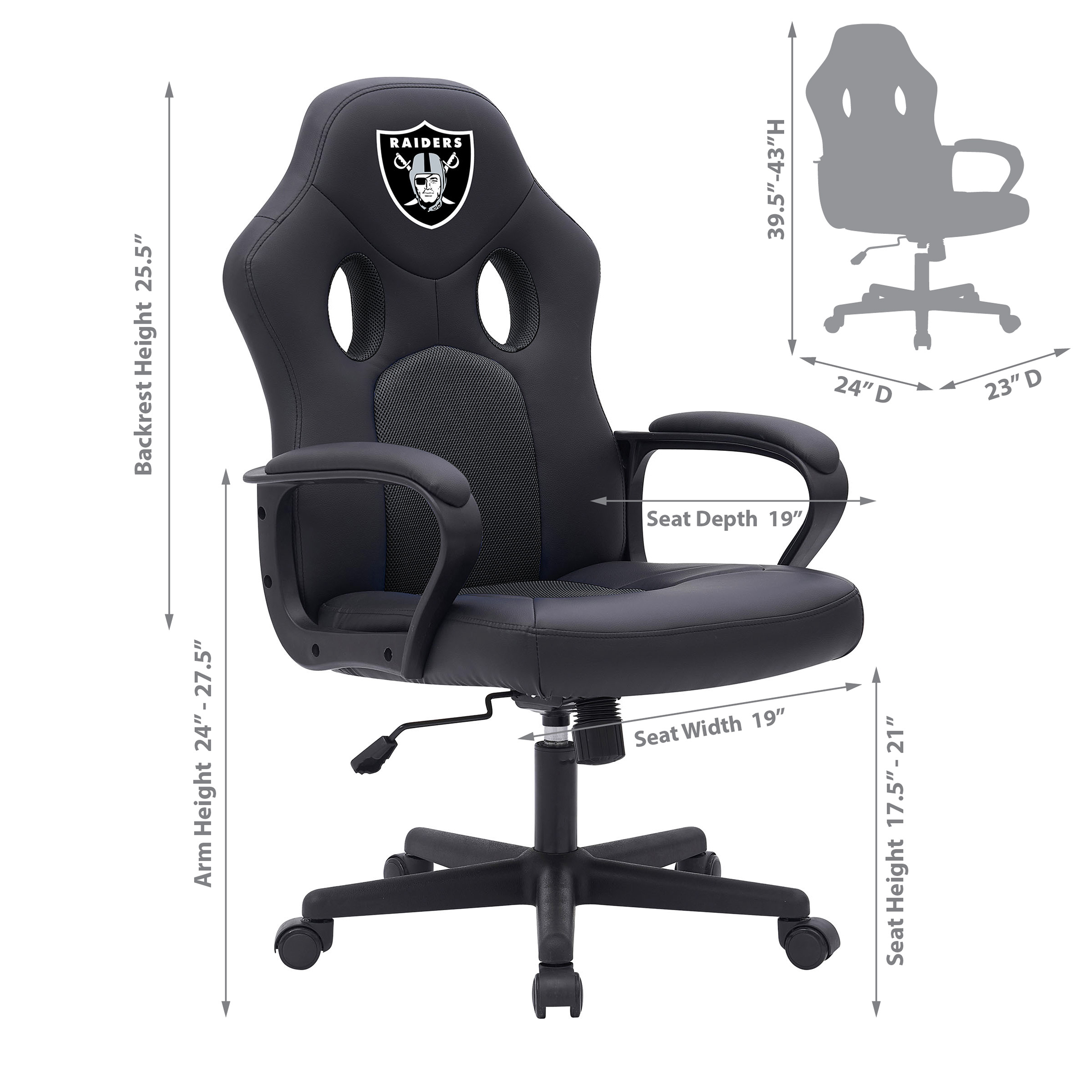 las vegas raiders vision swivel mesh adjustable game chair