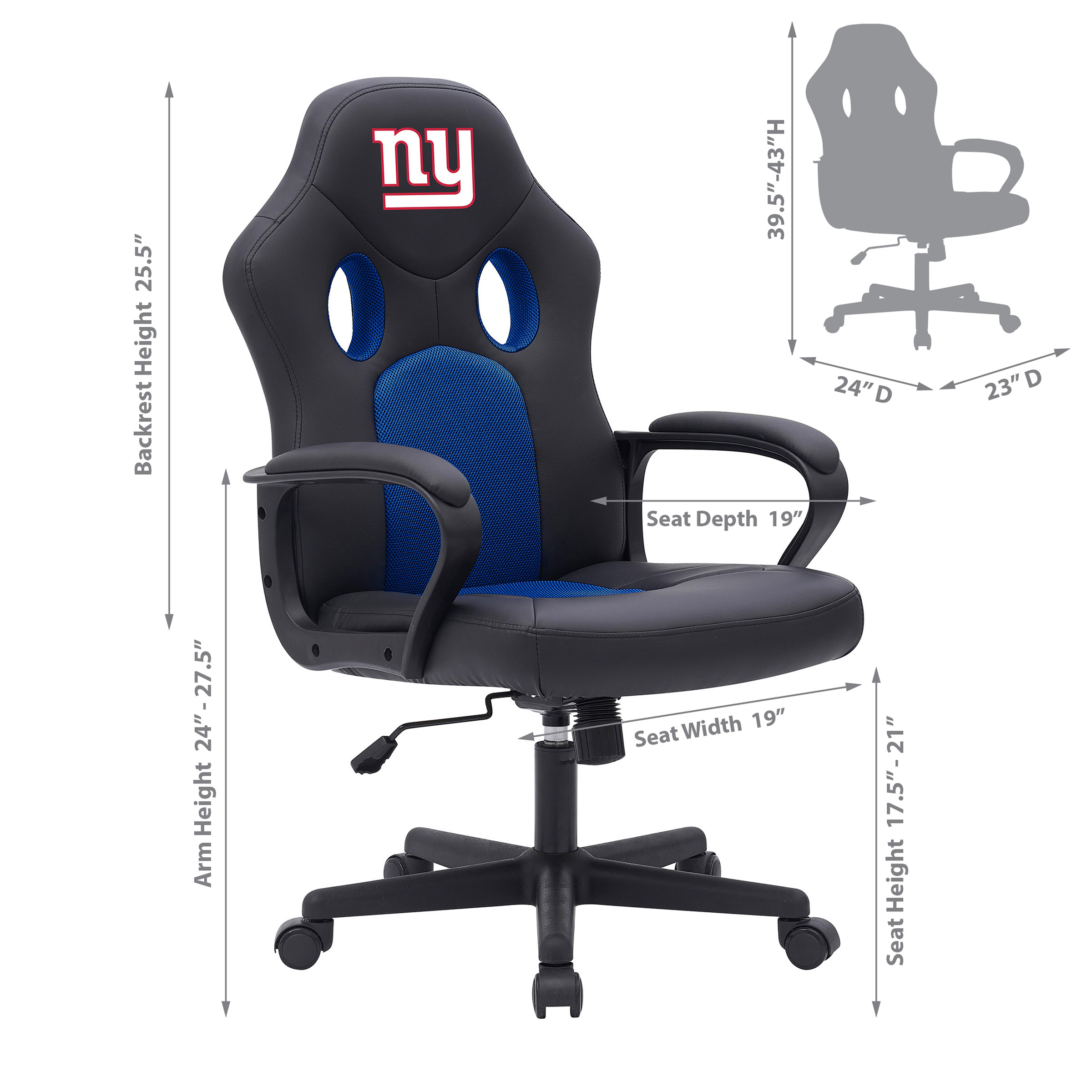new york giants vision swivel ergonomic mesh game chair