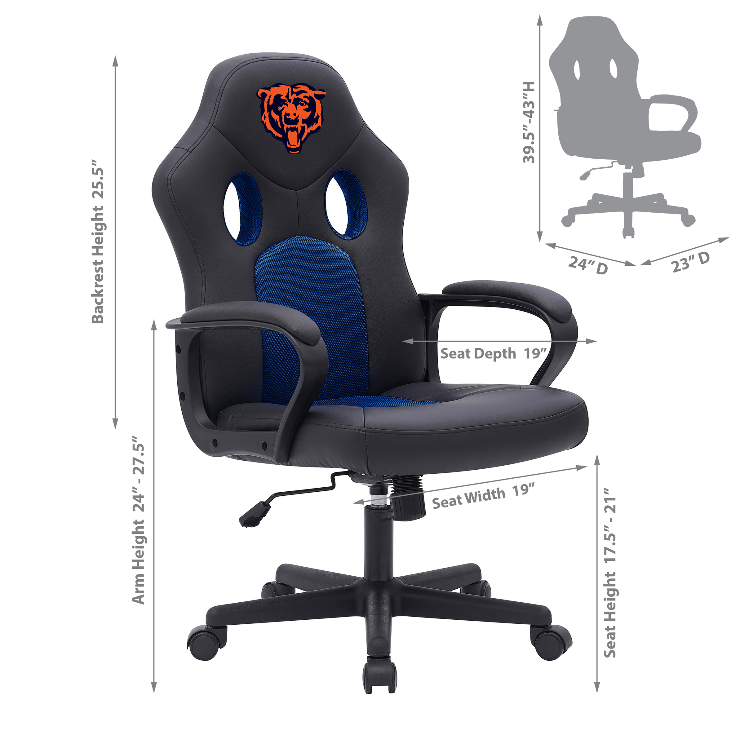 chicago bears modern mesh swivel adjustable game chair