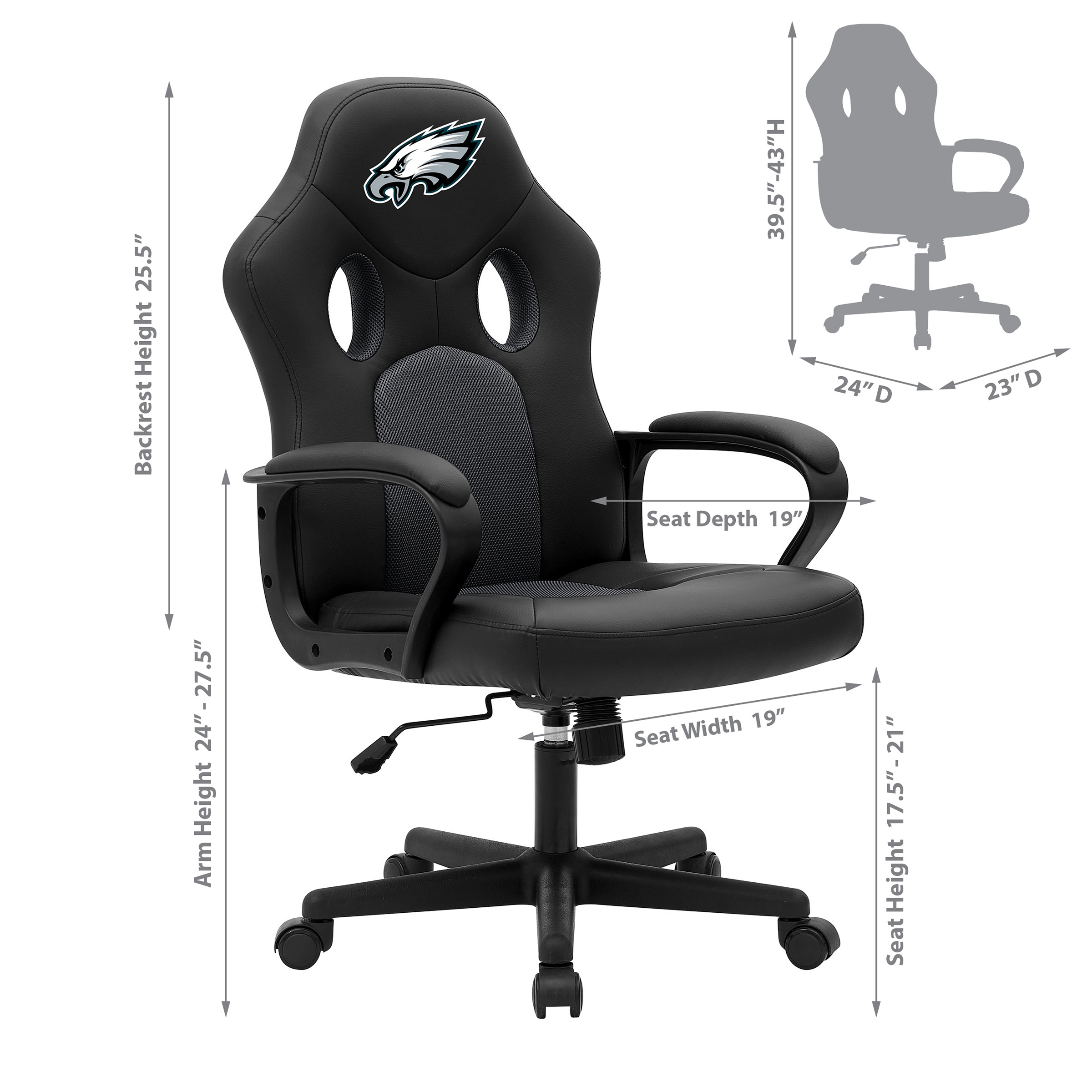 philadelphia eagles vision swivel mesh ergonomic game chair