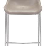 Brown Faux Leather Barstool with Brushed Stainless Steel Legs (Set of 2)