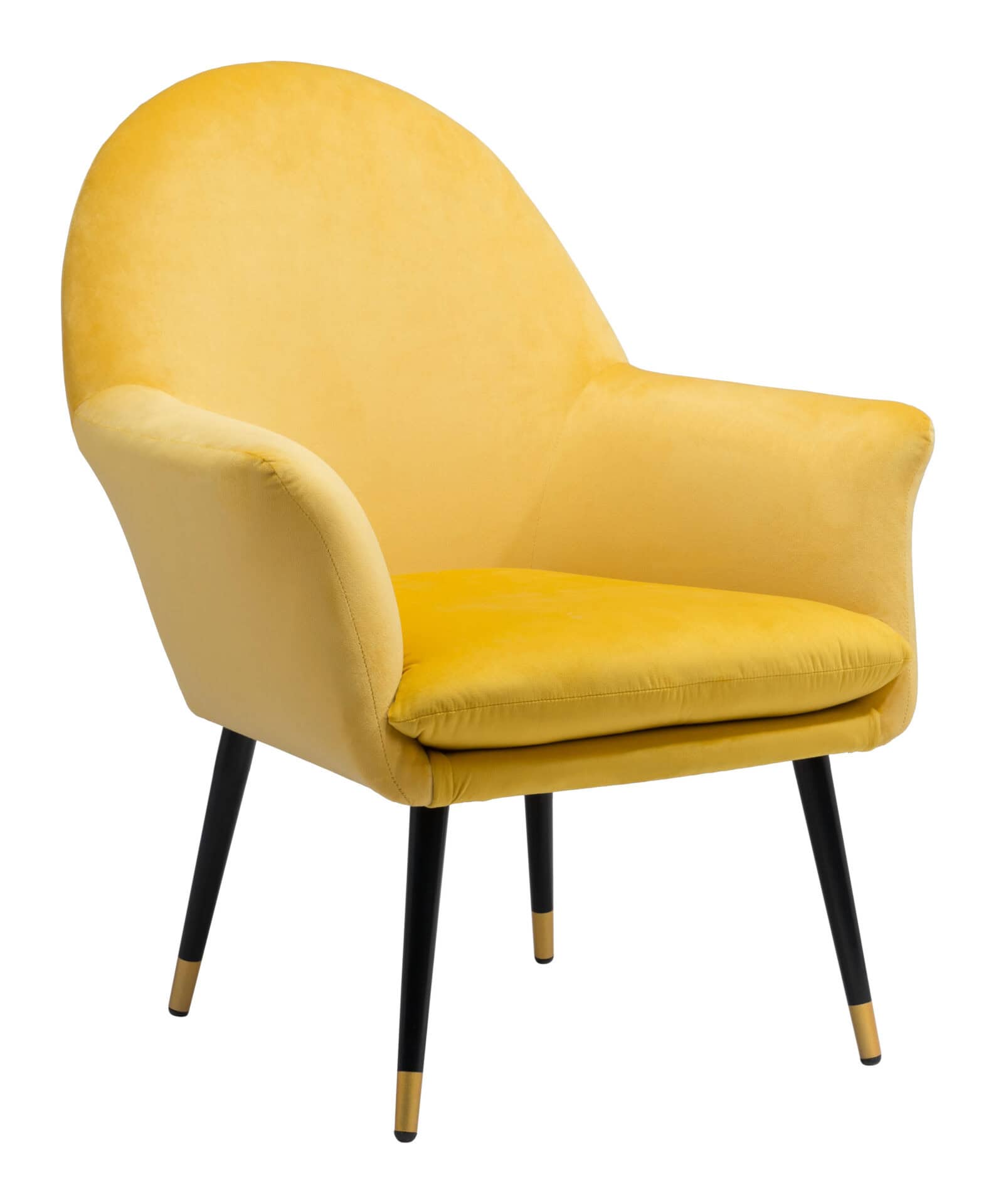 Yellow Velvet Boho Accent Chair with Powder Coated Steel Legs 2 Yellow Velvet Boho Accent Chair with Powder Coated Steel Legs - Image 2