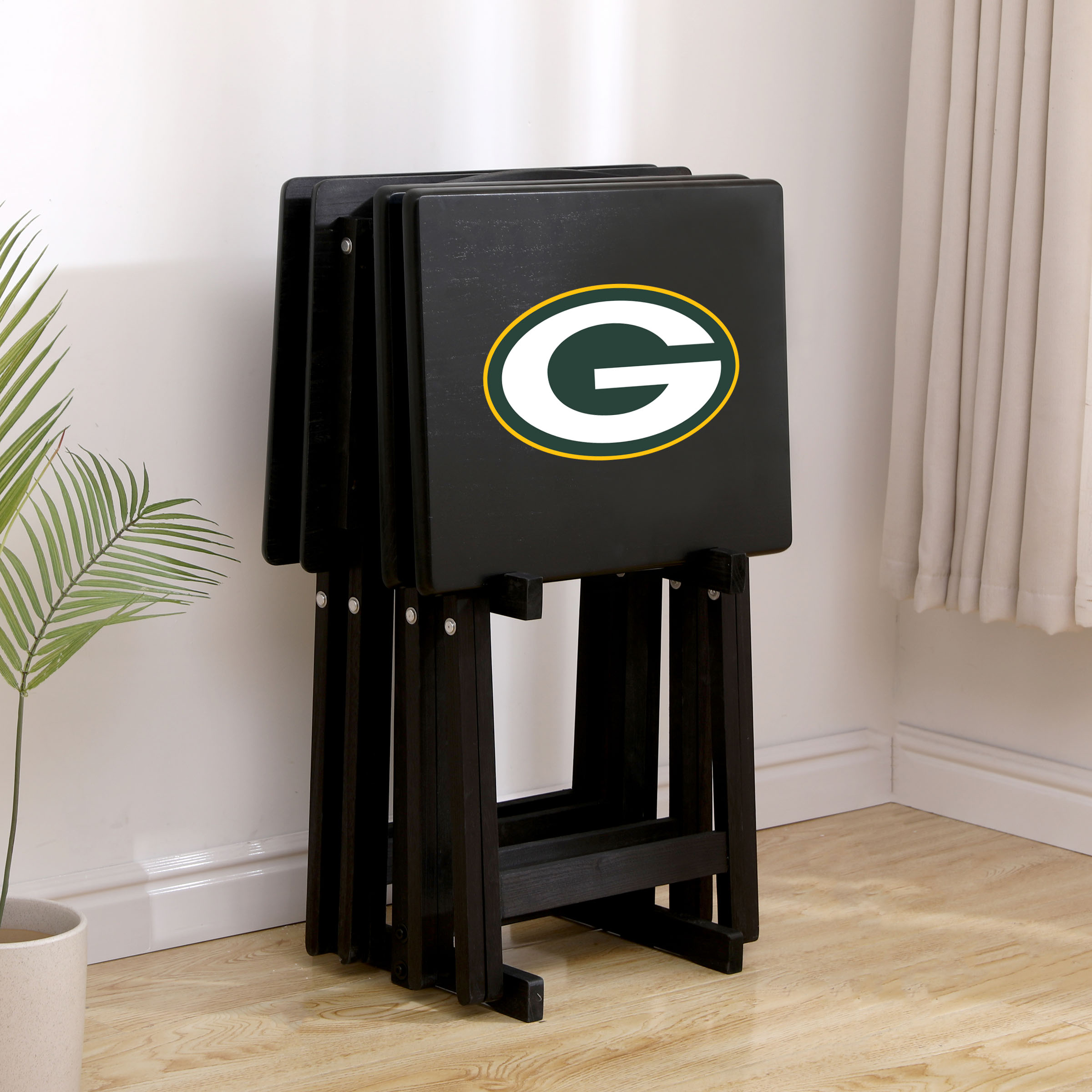 green bay packers nfl tv tray set with stand