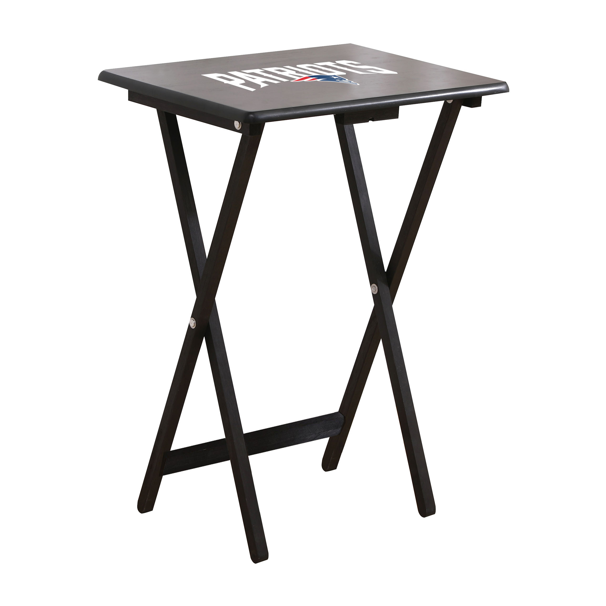 patriots nfl hardwood tv tray set with stand