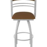 30-Inch Steel Swivel Bar Stool with Anodized Nickel Finish, Canter Thatch 2.5-Inch Cushion Seat, Tall Curved Slat Back, and Single-Ring Base
