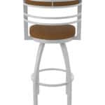 30-Inch Steel Swivel Bar Stool with Anodized Nickel Finish, Canter Thatch 2.5-Inch Cushion Seat, Tall Curved Slat Back, and Single-Ring Base