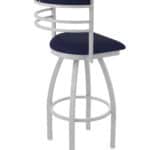 25-Inch Steel Swivel Counter Stool with Anodized Nickel Finish, Canter Twilight 2.5-Inch Cushion Seat, Tall Curved Slat Back, and Single-Ring Base