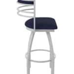 25-Inch Steel Swivel Counter Stool with Anodized Nickel Finish, Canter Twilight 2.5-Inch Cushion Seat, Tall Curved Slat Back, and Single-Ring Base