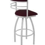 25-Inch Steel Swivel Counter Stool with Anodized Nickel Finish, Canter Bordeaux 2.5-Inch Cushion Seat, Tall Curved Slat Back, and Single-Ring Base 14 25-Inch Steel Swivel Counter Stool with Anodized Nickel Finish, Canter Bordeaux 2.5-Inch Cushion Seat, Tall Curved Slat Back, and Single-Ring Base