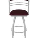 25-Inch Steel Swivel Counter Stool with Anodized Nickel Finish, Canter Bordeaux 2.5-Inch Cushion Seat, Tall Curved Slat Back, and Single-Ring Base 17 25-Inch Steel Swivel Counter Stool with Anodized Nickel Finish, Canter Bordeaux 2.5-Inch Cushion Seat, Tall Curved Slat Back, and Single-Ring Base