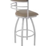 36-Inch Steel Swivel Bar Stool with Anodized Nickel Finish, Canter Earth 2.5-Inch Cushion Seat, Tall Curved Slat Back, and Single-Ring Base