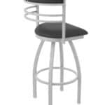 25-Inch Steel Swivel Counter Stool with Anodized Nickel Finish, Canter Iron 2.5-Inch Cushion Seat, Tall Curved Slat Back, and Single-Ring Base 14 25-Inch Steel Swivel Counter Stool with Anodized Nickel Finish, Canter Iron 2.5-Inch Cushion Seat, Tall Curved Slat Back, and Single-Ring Base
