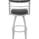 25-Inch Steel Swivel Counter Stool with Anodized Nickel Finish, Canter Iron 2.5-Inch Cushion Seat, Tall Curved Slat Back, and Single-Ring Base 18 25-Inch Steel Swivel Counter Stool with Anodized Nickel Finish, Canter Iron 2.5-Inch Cushion Seat, Tall Curved Slat Back, and Single-Ring Base