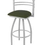 36-Inch Steel Swivel Bar Stool with Anodized Nickel Finish, Canter Pine 2.5-Inch Cushion Seat, Tall Curved Slat Back, and Single-Ring Base