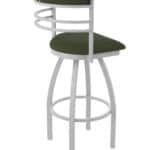 36-Inch Steel Swivel Bar Stool with Anodized Nickel Finish, Canter Pine 2.5-Inch Cushion Seat, Tall Curved Slat Back, and Single-Ring Base