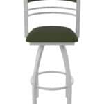36-Inch Steel Swivel Bar Stool with Anodized Nickel Finish, Canter Pine 2.5-Inch Cushion Seat, Tall Curved Slat Back, and Single-Ring Base