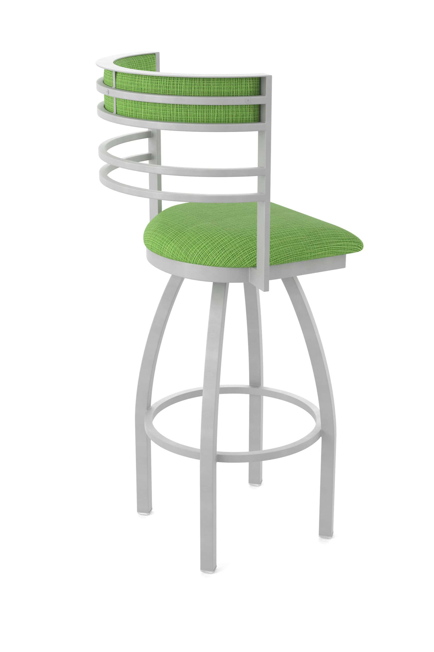 25-Inch Steel Swivel Counter Stool with Anodized Nickel Finish, Graph Parrot 2.5-Inch Cushion Seat, Tall Curved Slat Back, and Single-Ring Base 14 25-Inch Steel Swivel Counter Stool with Anodized Nickel Finish, Graph Parrot 2.5-Inch Cushion Seat, Tall Curved Slat Back, and Single-Ring Base