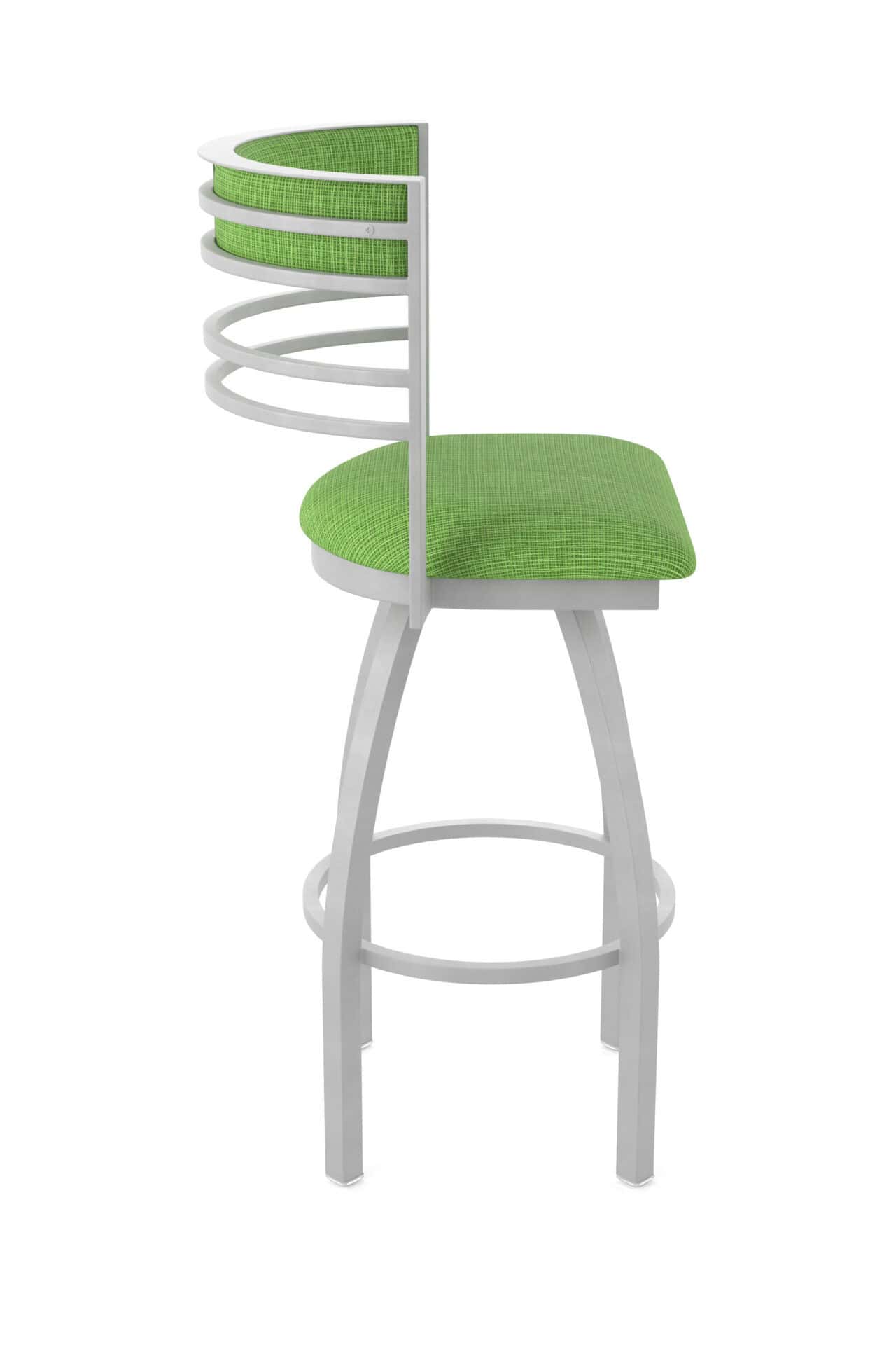 25-Inch Steel Swivel Counter Stool with Anodized Nickel Finish, Graph Parrot 2.5-Inch Cushion Seat, Tall Curved Slat Back, and Single-Ring Base 4 25-Inch Steel Swivel Counter Stool with Anodized Nickel Finish, Graph Parrot 2.5-Inch Cushion Seat, Tall Curved Slat Back, and Single-Ring Base - Image 4