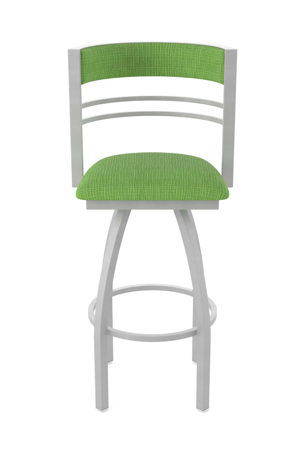 25-Inch Steel Swivel Counter Stool with Anodized Nickel Finish, Graph Parrot 2.5-Inch Cushion Seat, Tall Curved Slat Back, and Single-Ring Base 5 25-Inch Steel Swivel Counter Stool with Anodized Nickel Finish, Graph Parrot 2.5-Inch Cushion Seat, Tall Curved Slat Back, and Single-Ring Base - Image 5
