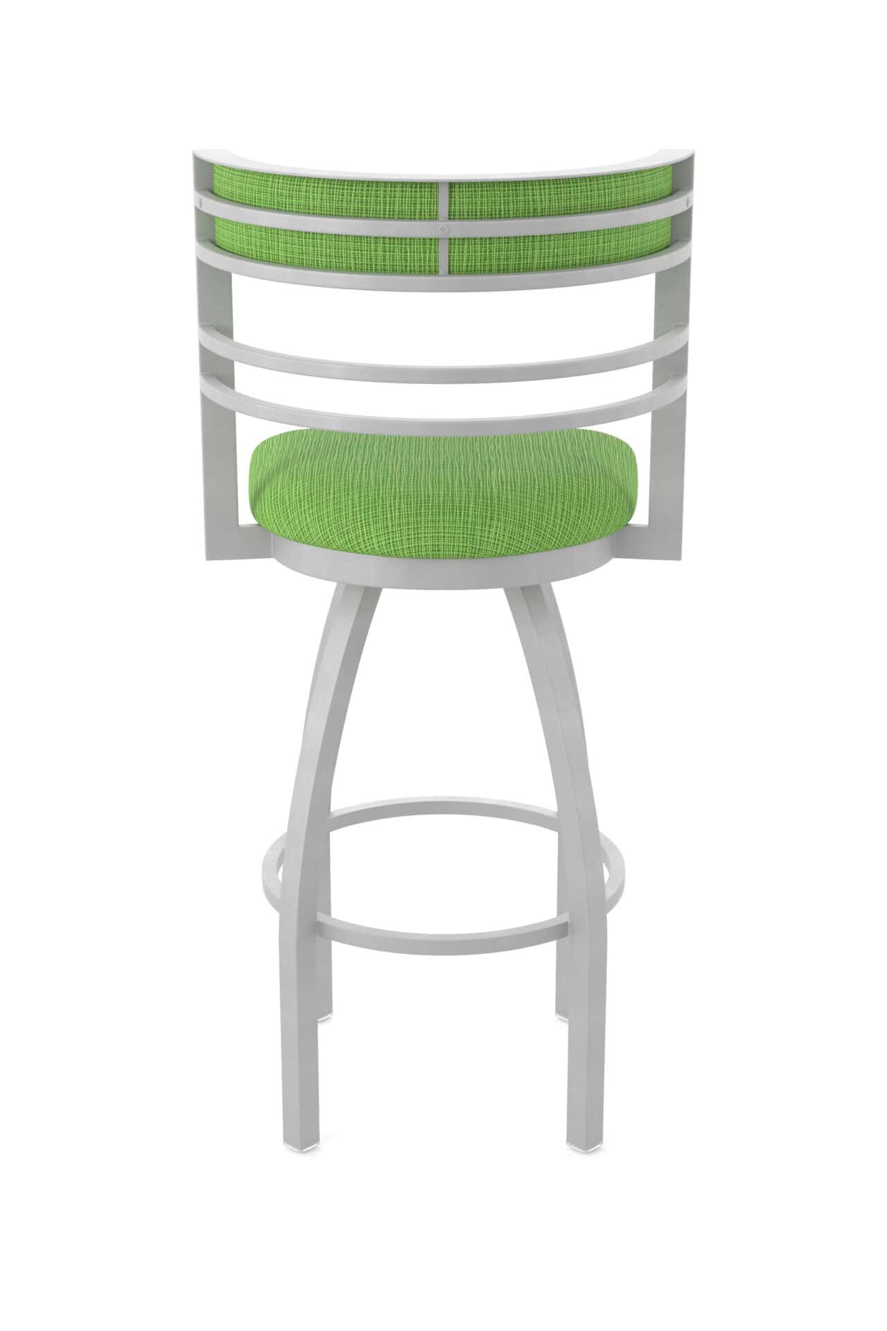 25-Inch Steel Swivel Counter Stool with Anodized Nickel Finish, Graph Parrot 2.5-Inch Cushion Seat, Tall Curved Slat Back, and Single-Ring Base 6 25-Inch Steel Swivel Counter Stool with Anodized Nickel Finish, Graph Parrot 2.5-Inch Cushion Seat, Tall Curved Slat Back, and Single-Ring Base - Image 6