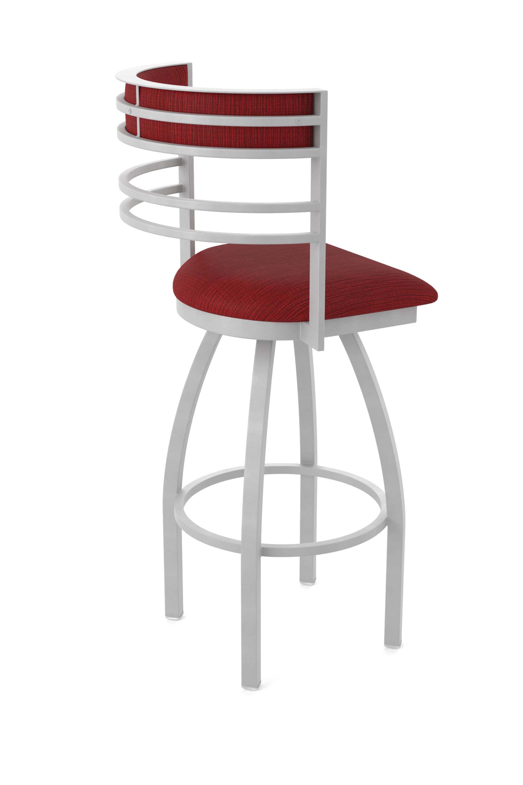 25-Inch Steel Swivel Counter Stool with Anodized Nickel Finish, Graph Ruby 2.5-Inch Cushion Seat, Tall Curved Slat Back, and Single-Ring Base 14 25-Inch Steel Swivel Counter Stool with Anodized Nickel Finish, Graph Ruby 2.5-Inch Cushion Seat, Tall Curved Slat Back, and Single-Ring Base