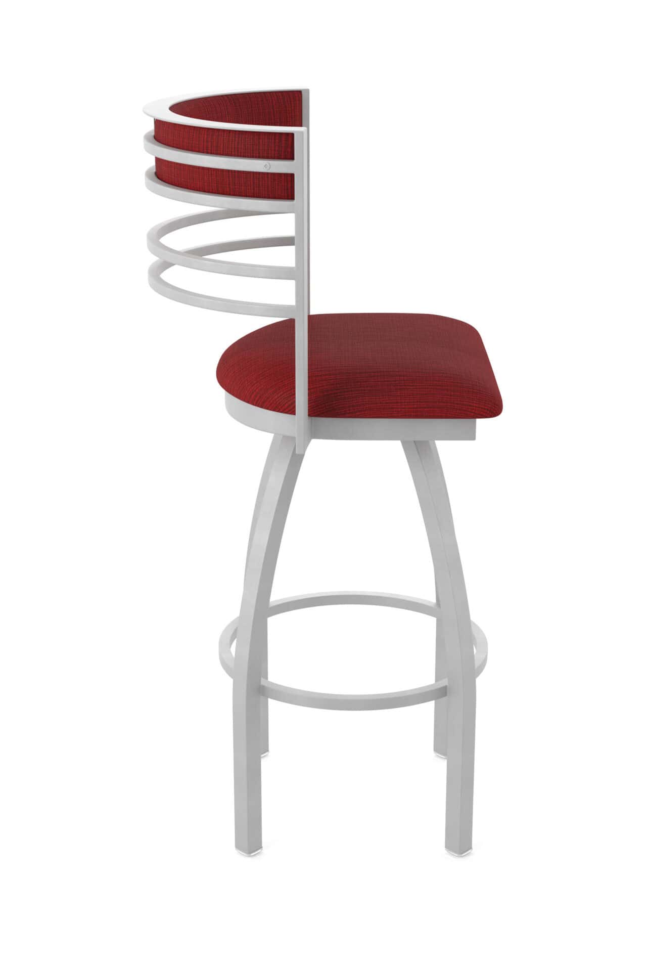 25-Inch Steel Swivel Counter Stool with Anodized Nickel Finish, Graph Ruby 2.5-Inch Cushion Seat, Tall Curved Slat Back, and Single-Ring Base 4 25-Inch Steel Swivel Counter Stool with Anodized Nickel Finish, Graph Ruby 2.5-Inch Cushion Seat, Tall Curved Slat Back, and Single-Ring Base - Image 4
