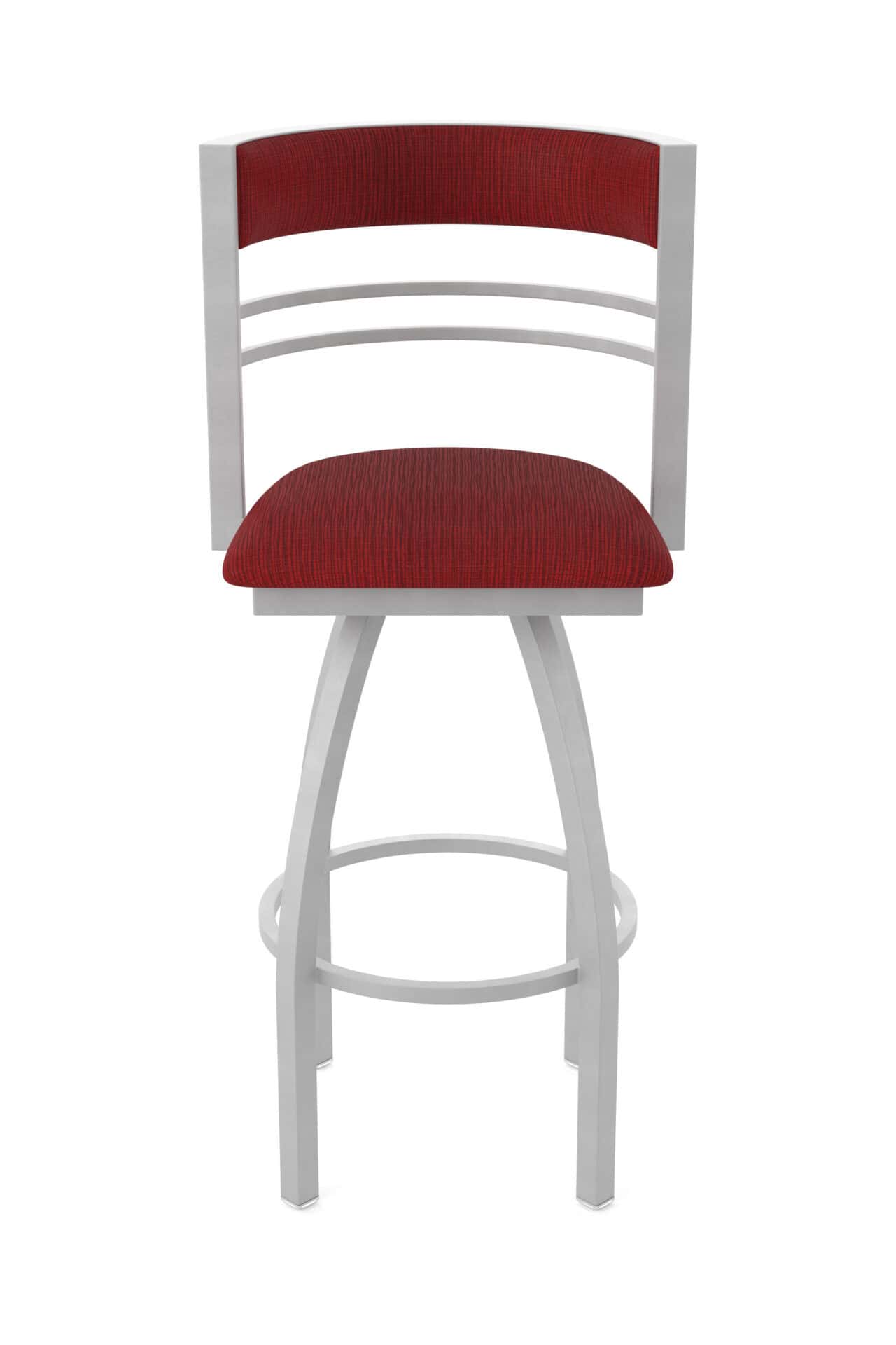 25-Inch Steel Swivel Counter Stool with Anodized Nickel Finish, Graph Ruby 2.5-Inch Cushion Seat, Tall Curved Slat Back, and Single-Ring Base 5 25-Inch Steel Swivel Counter Stool with Anodized Nickel Finish, Graph Ruby 2.5-Inch Cushion Seat, Tall Curved Slat Back, and Single-Ring Base - Image 5