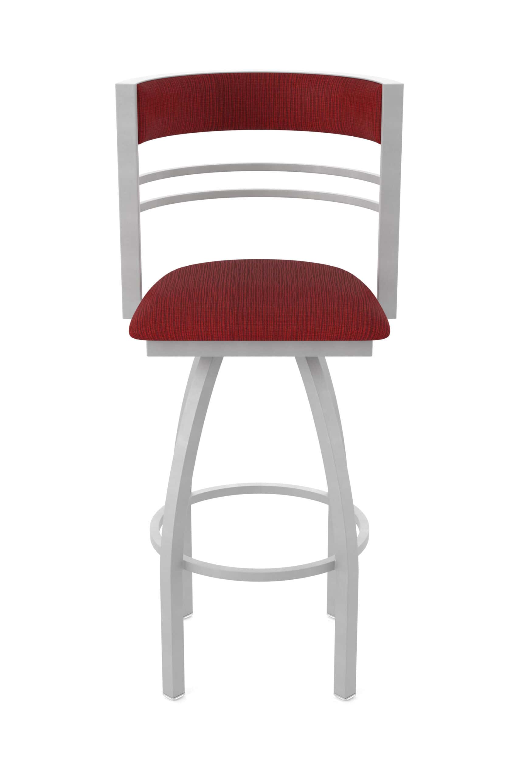 25-Inch Steel Swivel Counter Stool with Anodized Nickel Finish, Graph Ruby 2.5-Inch Cushion Seat, Tall Curved Slat Back, and Single-Ring Base 17 25-Inch Steel Swivel Counter Stool with Anodized Nickel Finish, Graph Ruby 2.5-Inch Cushion Seat, Tall Curved Slat Back, and Single-Ring Base
