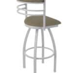 25-Inch Steel Swivel Counter Stool with Anodized Nickel Finish, Graph Cork 2.5-Inch Cushion Seat, Tall Curved Slat Back, and Single-Ring Base