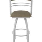 25-Inch Steel Swivel Counter Stool with Anodized Nickel Finish, Graph Cork 2.5-Inch Cushion Seat, Tall Curved Slat Back, and Single-Ring Base