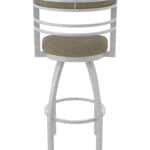 25-Inch Steel Swivel Counter Stool with Anodized Nickel Finish, Graph Cork 2.5-Inch Cushion Seat, Tall Curved Slat Back, and Single-Ring Base