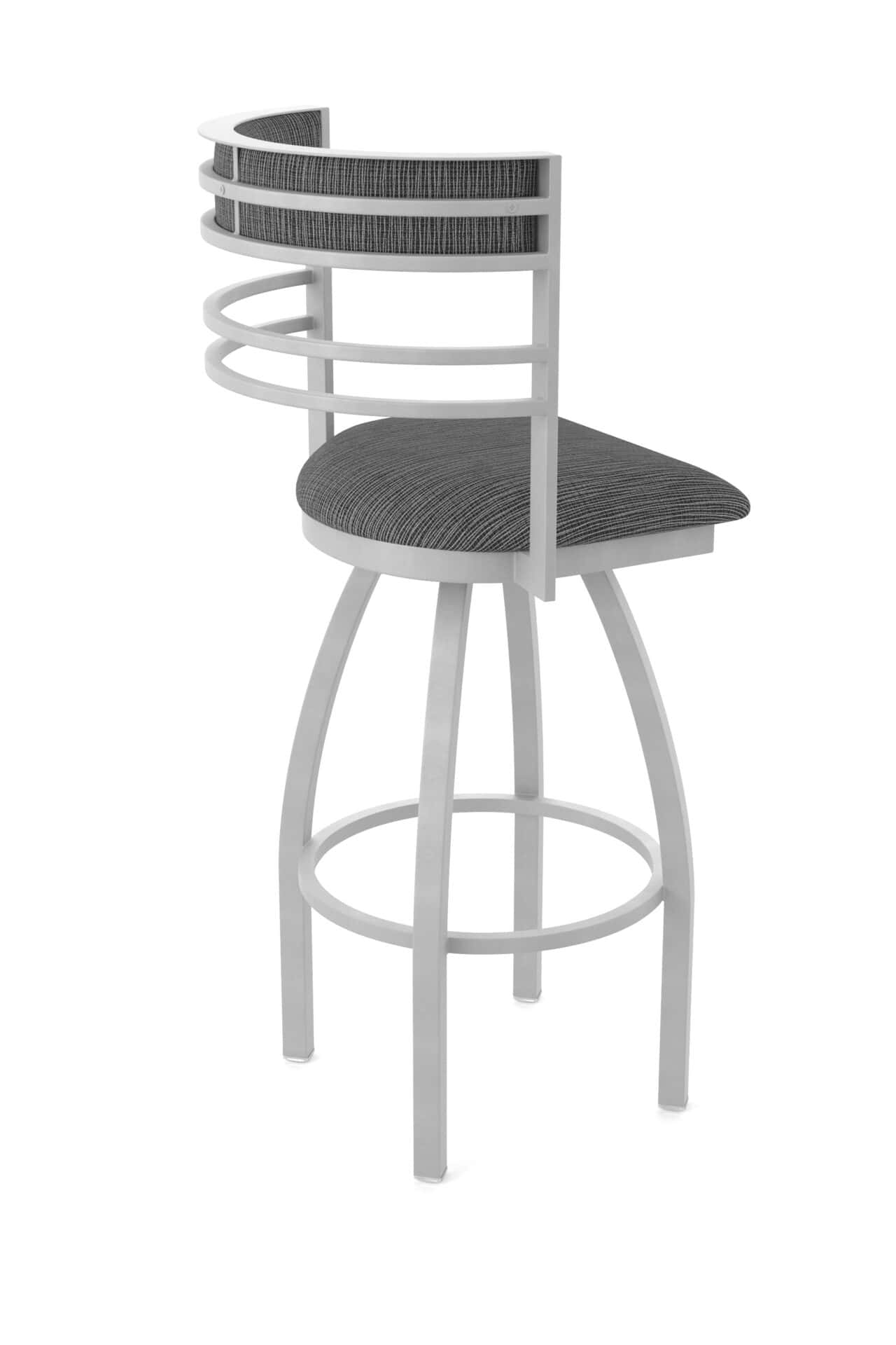 25-Inch Steel Swivel Counter Stool with Anodized Nickel Finish, Graph Coal 2.5-Inch Cushion Seat, Tall Curved Slat Back, and Single-Ring Base 2 25-Inch Steel Swivel Counter Stool with Anodized Nickel Finish, Graph Coal 2.5-Inch Cushion Seat, Tall Curved Slat Back, and Single-Ring Base - Image 2