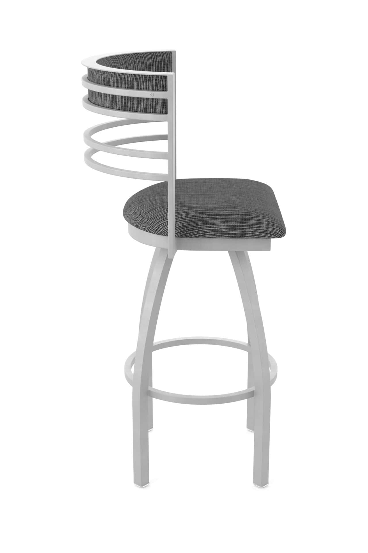 25-Inch Steel Swivel Counter Stool with Anodized Nickel Finish, Graph Coal 2.5-Inch Cushion Seat, Tall Curved Slat Back, and Single-Ring Base 4 25-Inch Steel Swivel Counter Stool with Anodized Nickel Finish, Graph Coal 2.5-Inch Cushion Seat, Tall Curved Slat Back, and Single-Ring Base - Image 4