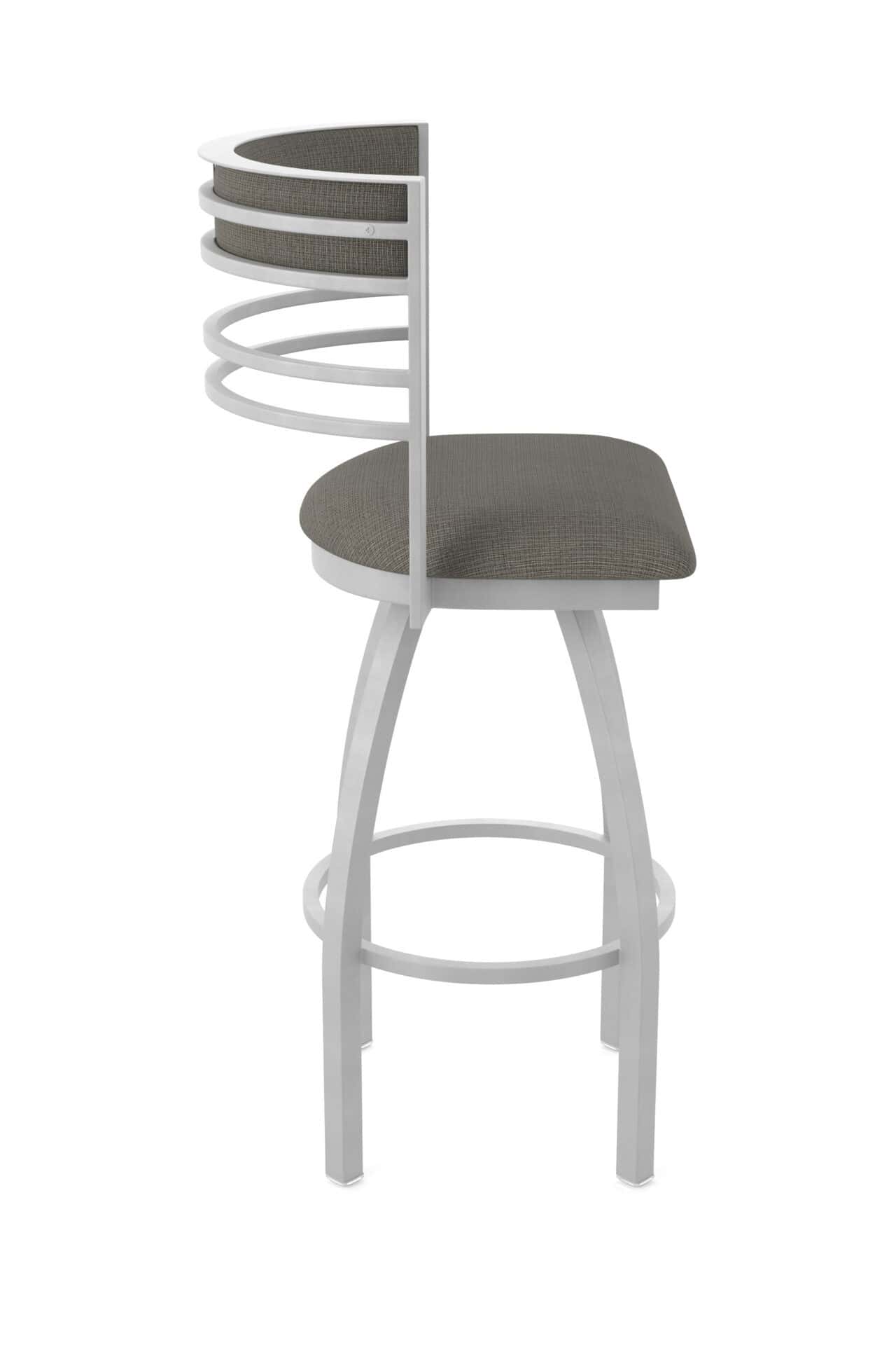 25-Inch Steel Swivel Counter Stool with Anodized Nickel Finish, Graph Chalice 2.5-Inch Cushion Seat, Tall Curved Slat Back, and Single-Ring Base 4 25-Inch Steel Swivel Counter Stool with Anodized Nickel Finish, Graph Chalice 2.5-Inch Cushion Seat, Tall Curved Slat Back, and Single-Ring Base - Image 4