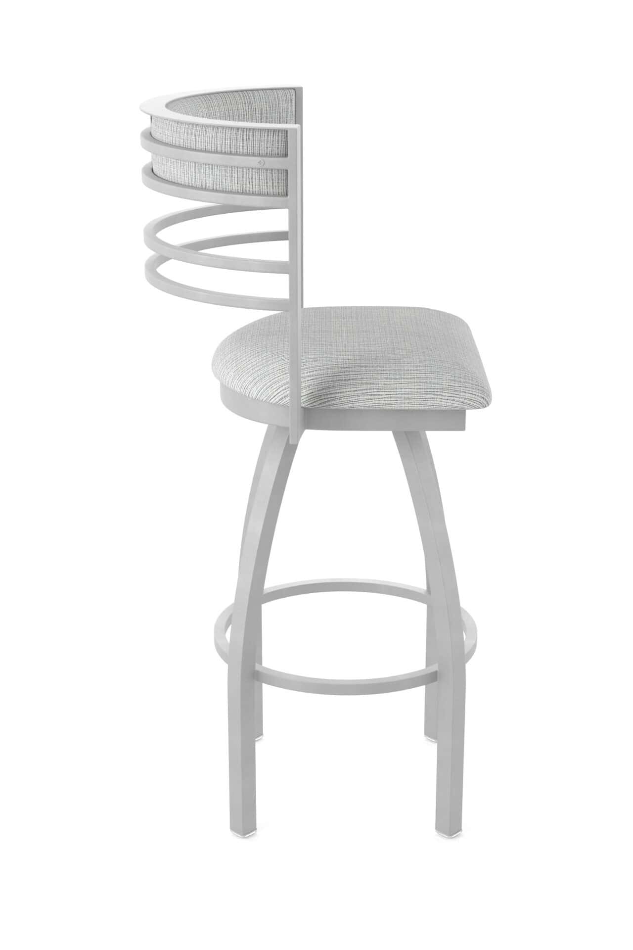 25-Inch Steel Swivel Counter Stool with Anodized Nickel Finish, Graph Alpine 2.5-Inch Cushion Seat, Tall Curved Slat Back, and Single-Ring Base 4 25-Inch Steel Swivel Counter Stool with Anodized Nickel Finish, Graph Alpine 2.5-Inch Cushion Seat, Tall Curved Slat Back, and Single-Ring Base - Image 4