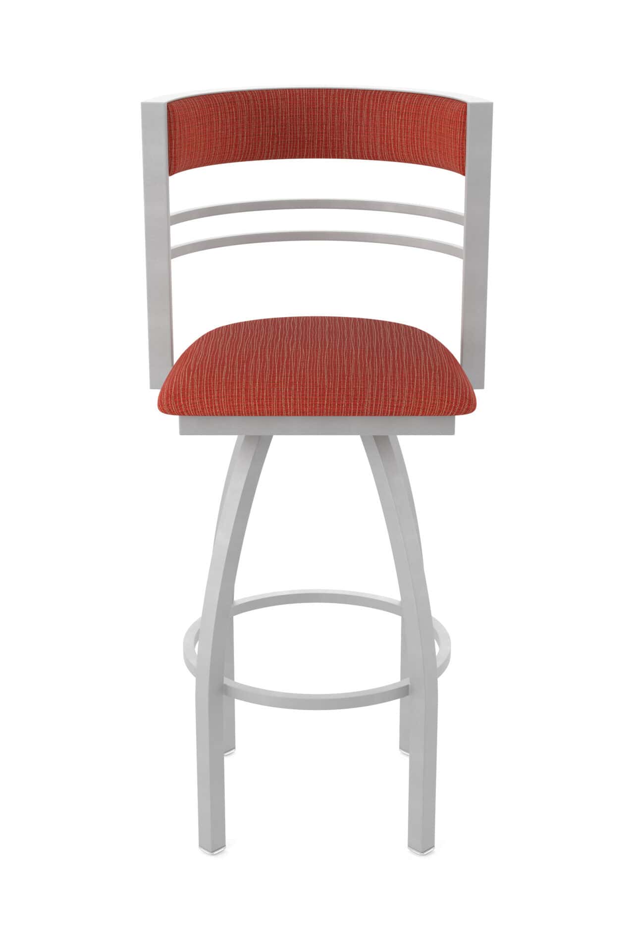 25-Inch Steel Swivel Counter Stool with Anodized Nickel Finish, Graph Poppy 2.5-Inch Cushion Seat, Tall Curved Slat Back, and Single-Ring Base 5 25-Inch Steel Swivel Counter Stool with Anodized Nickel Finish, Graph Poppy 2.5-Inch Cushion Seat, Tall Curved Slat Back, and Single-Ring Base - Image 5