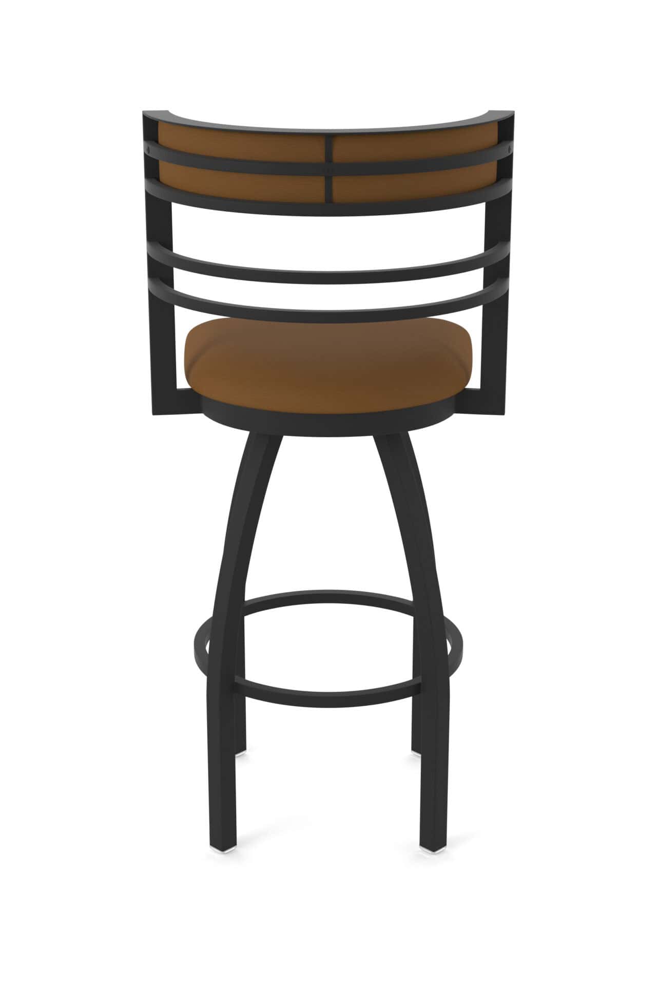 25-Inch Steel Swivel Counter Stool with Black Wrinkle Finish, Canter Thatch 2.5-Inch Cushion Seat, Tall Curved Slat Back, and Single-Ring Base 6 25-Inch Steel Swivel Counter Stool with Black Wrinkle Finish, Canter Thatch 2.5-Inch Cushion Seat, Tall Curved Slat Back, and Single-Ring Base - Image 6