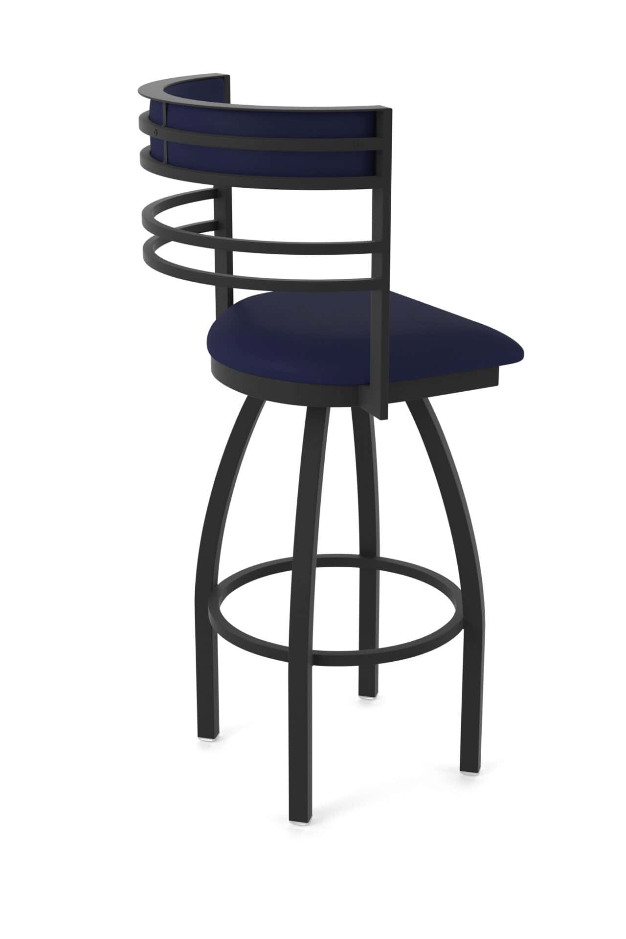 25-Inch Steel Swivel Counter Stool with Black Wrinkle Finish, Canter Twilight 2.5-Inch Cushion Seat, Tall Curved Slat Back, and Single-Ring Base 2 25-Inch Steel Swivel Counter Stool with Black Wrinkle Finish, Canter Twilight 2.5-Inch Cushion Seat, Tall Curved Slat Back, and Single-Ring Base - Image 2